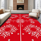 Crimson White Snowflake Mandala Arrangement Rug