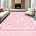 Sweet Pink Floral Medallion Border Rug