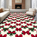 Holiday Red Bow and Holly Accent Rug