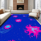 Vibrant Blue Space Jellyfish Bloom Rug