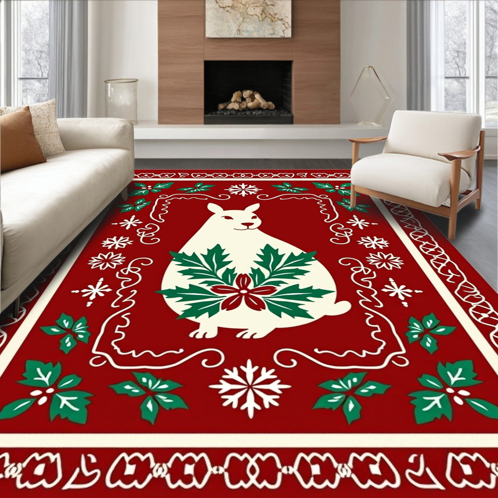 White Rabbit Holly Festive Frame Rug