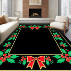 Festive Holly and Red Bow Rug