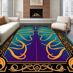 Elegant Gold Ornate Teal Arch Rug
