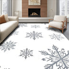 Classic Gray Snowflake Winter Arrangement Rug
