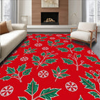 Red Green Holly Berry Mandala Rug