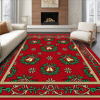 Festive Red Bell Wreath Garland Rug