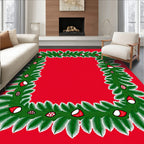 Green Fir Garland Red Ornament Frame Rug