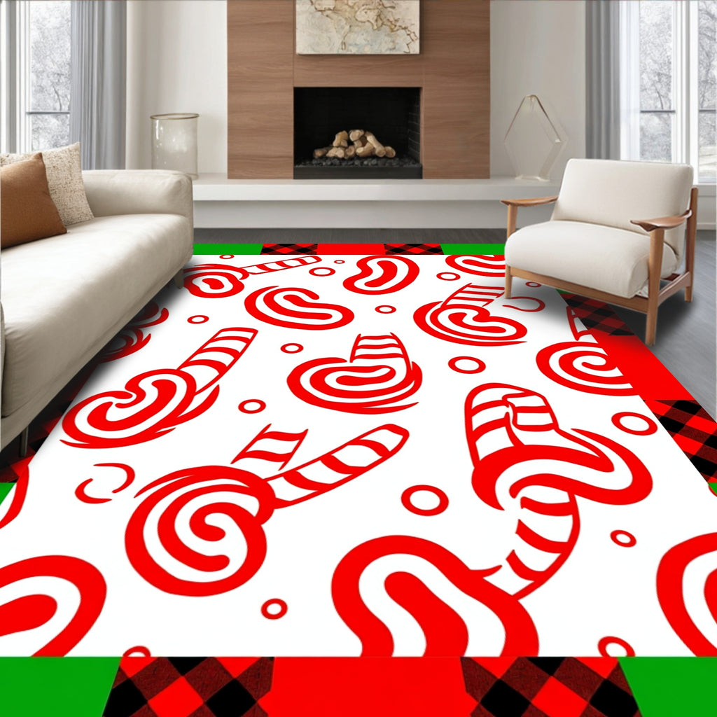 Red White Swirl Candy Cane Medley Rug