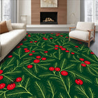 Forest Green Red Holly Garland Rug