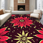 Crimson Yellow Floral Starry Night Rug