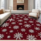 White Snowflakes On Deep Red Rug