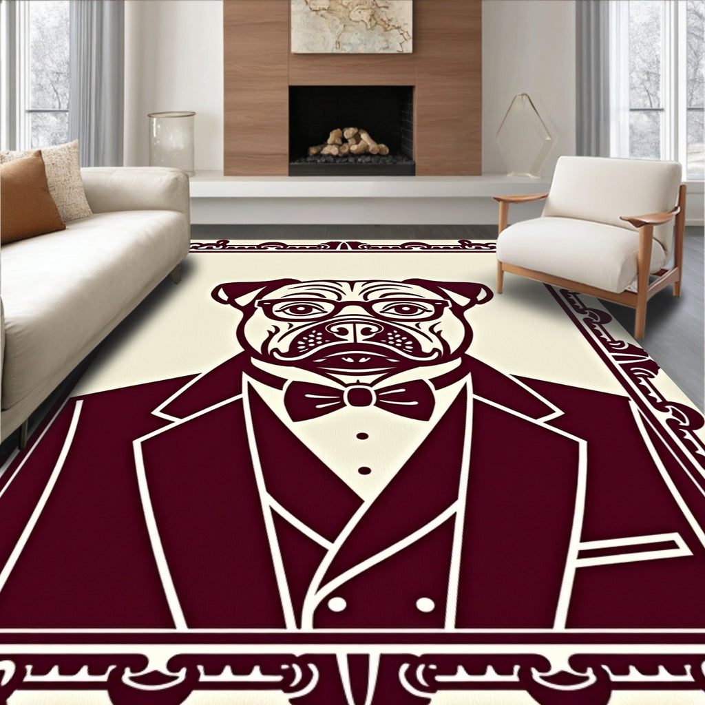 Dapper Pug Gentleman in Suit Rug
