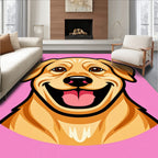 Happy Yellow Dog Pink Background Rug