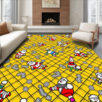 Yellow Whimsical Christmas Character Plaid Rug