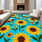 Bright Yellow Sunflowers And Bees Rug
