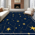 Golden Starry Night Constellation Navy Rug