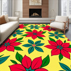 Bold Red Green Floral Scatter Rug