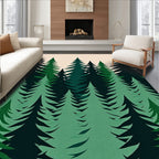 Deep Forest Green Evergreen Trees Rug