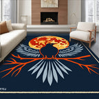 Dark Blue Raven Moon Orange Branch Rug