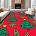 Christmas Trees with Yellow Stars Rug