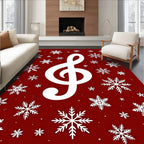 Red Snowflake Treble Clef Melodies Rug
