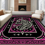Bold Pink Horse Abstract Frame Rug