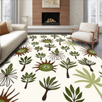 Earthy Tone Leafy Branch Arrangement Rug