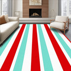 Bold Red Aqua Stripe Rug