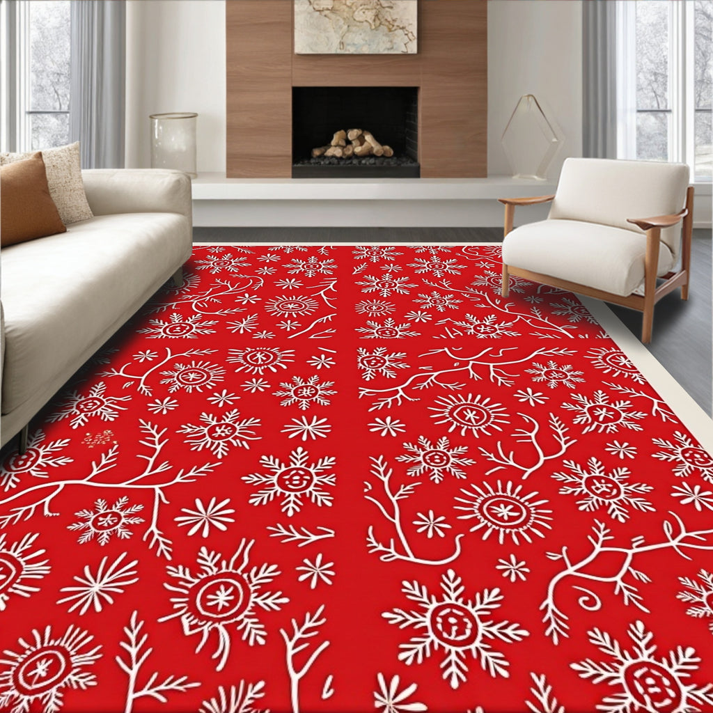 Crimson Snow Flake Branches Rug