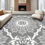 Gray Mandala Floral Medallion Rug