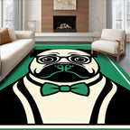 Hipster Pug Green Tuxedo Bowtie Rug