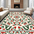 Crimson Berry Floral Vine Medallion Rug