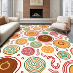 Whimsical Circles and Worms Folk Art Rug