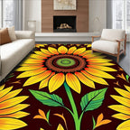 Vibrant Yellow Sunflower Mandala Garden Rug