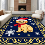 Golden Retriever Christmas Snowflake Border Rug