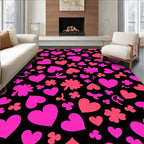 Pink Coral Hearts Clover Scatter Rug