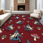 Whimsical Wizard Mushroom Forest Scene Rug