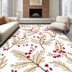 Crimson Berry Twig Natural Branch Rug