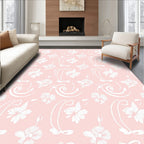 Pink Garden Butterfly Floral Flourish Rug