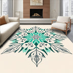 Emerald Teal Floral Medallion Graphic Rug