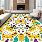 Yellow Bee Blossom Floral Garland Rug
