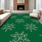 Green Winter Snowflake Ornament Rug