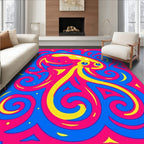 Vivid Pink Blue Yellow Octopus Swirl Rug
