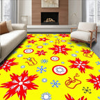 Vibrant Red Snowflake Whimsical Star Rug