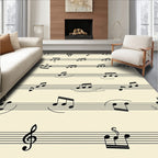 Black musical notes on cream background Rug