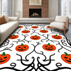 Spooky Orange Jack O Lantern Garland Rug