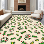 Crimson Green Tribal Masks Rug