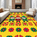 Festive Elves Red Green Yellow Border Rug