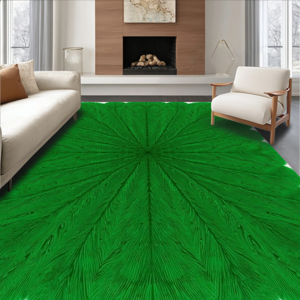 Emerald Green Feathered Fan Rug