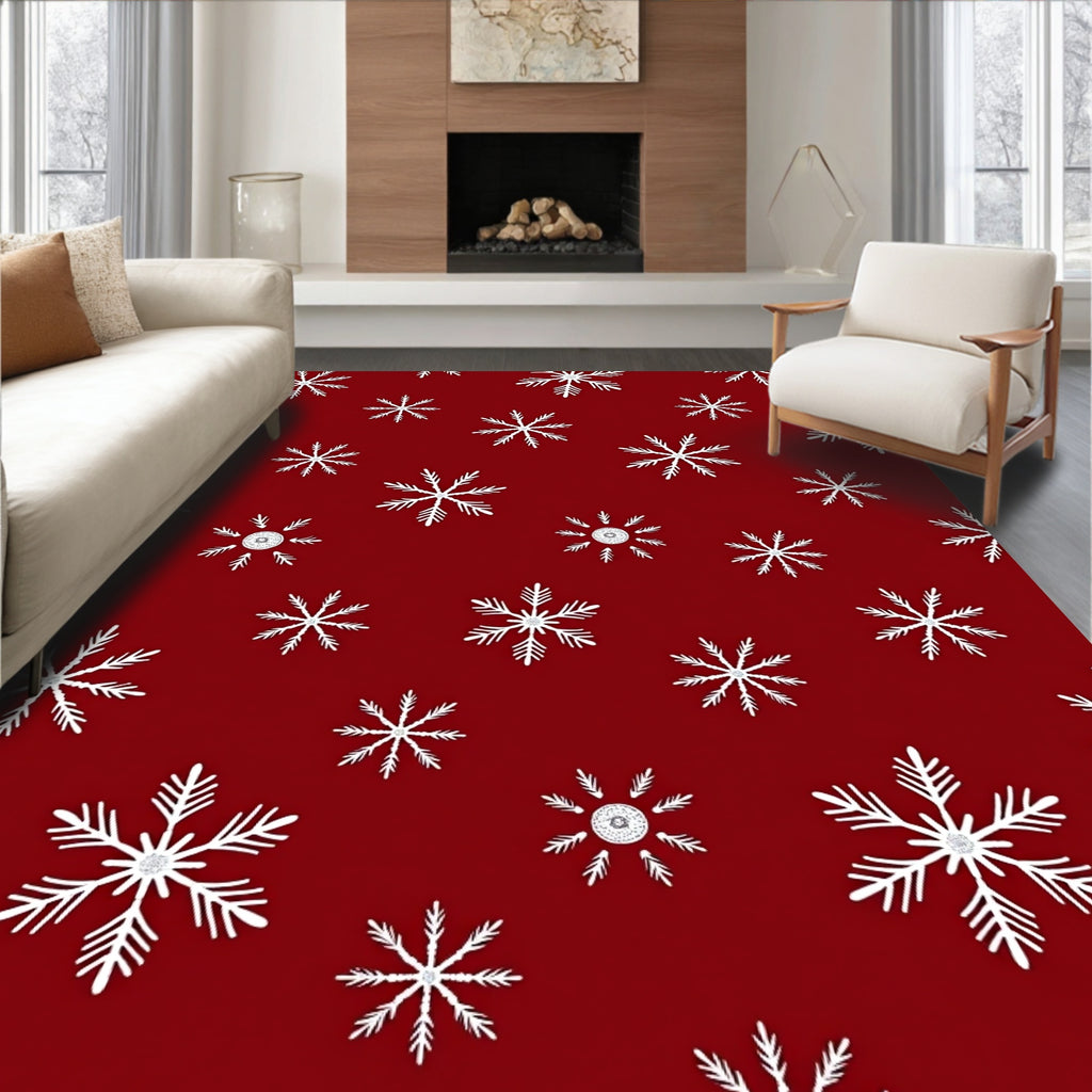 Crimson Winter Ice Crystal Scatter Rug